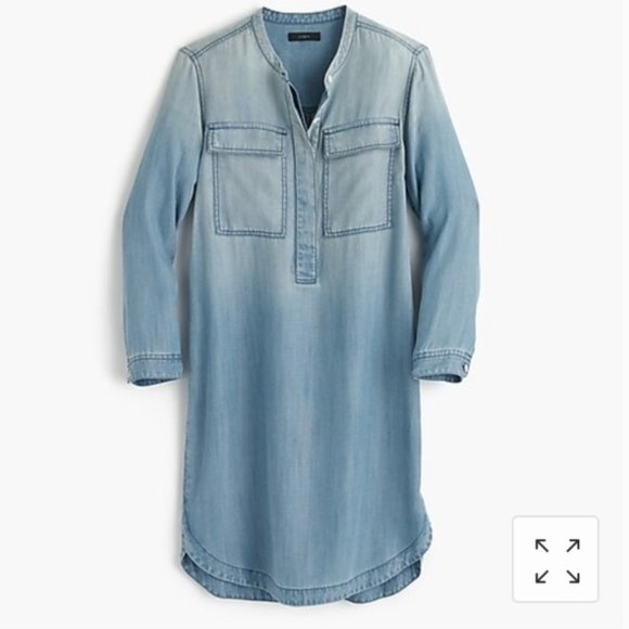 J Crew Drapey Chambray Shirt Dress Denim, XXS, B9841 - Picture 2 of 10